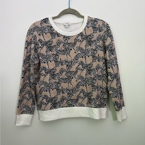 J. Crew Zebra/Giraffe Crew Neck Sweater XS 100% Cotton